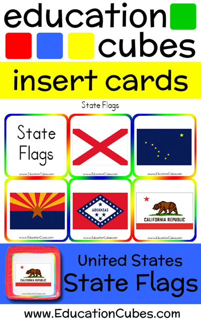 Education Cubes US State Flags insert cards