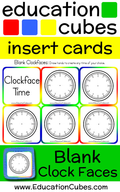 Blank Clock Faces Education Cubes insert cards