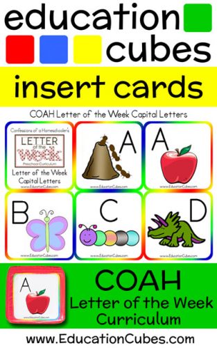 COAH Letter of the Week Education Cubes insert cards