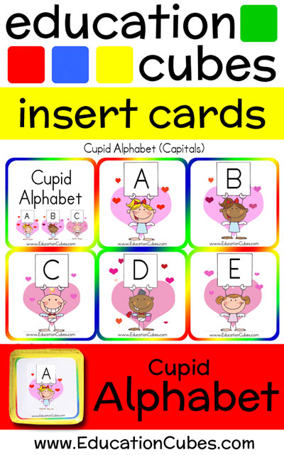 Cupid Alphabet Education Cubes insert cards