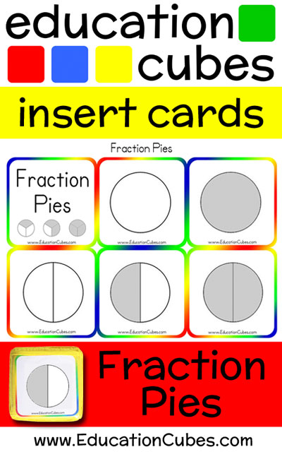 Fraction Pies Education Cubes insert cards