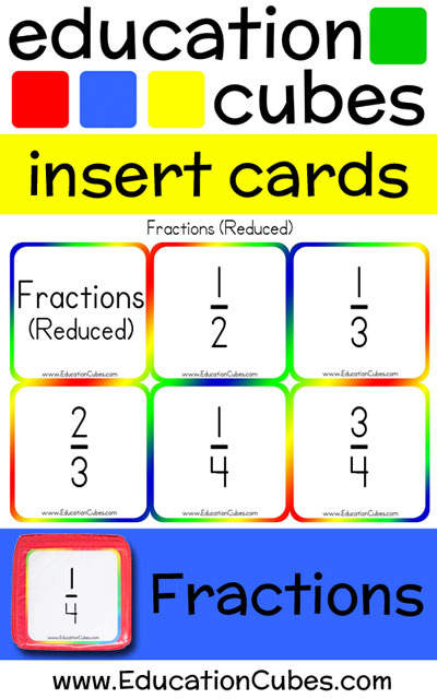 Fractions Education Cubes insert cards