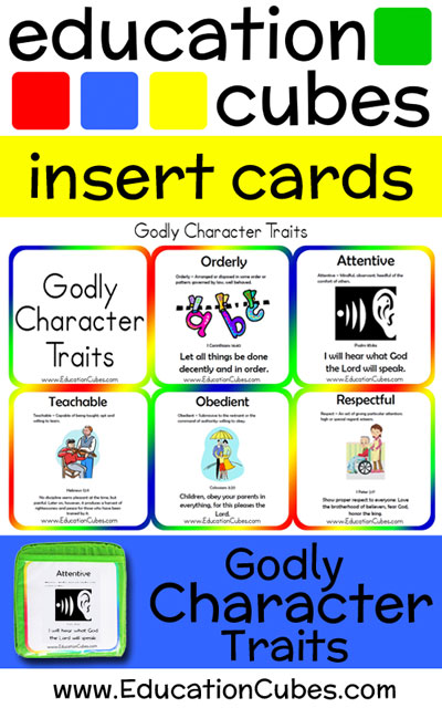 Godly Character Traits Education Cubes insert cards