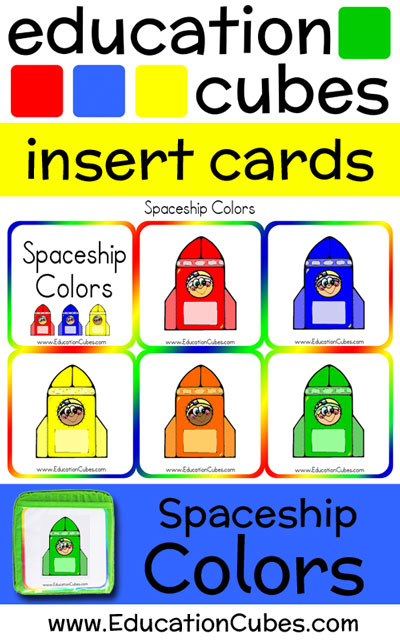 Spaceship Colors Education Cubes insert cards