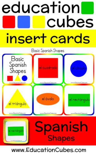 Spanish Shapes Education Cubes insert cards
