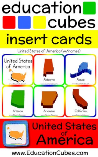 United States of America Education Cubes insert cards