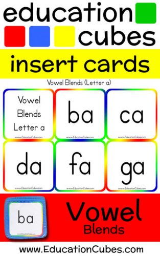 Education Cubes Vowel Blends insert cards