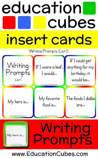 Writing Prompts Education Cubes insert cards