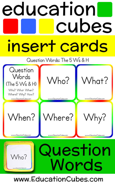Question Words Education Cubes insert cards