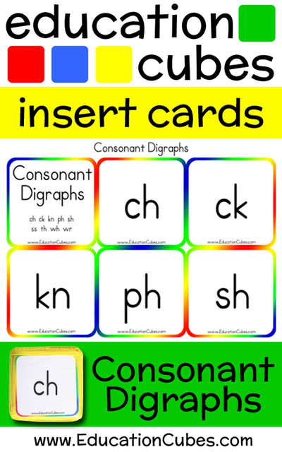 Consonant Digraph Education Cubes insert cards