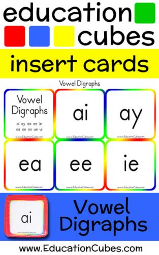 Vowel Digraph Education Cubes insert cards
